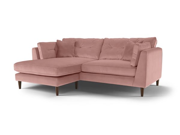 Cricket 4 Seater Chaise Sofa Blush Pink Velvet