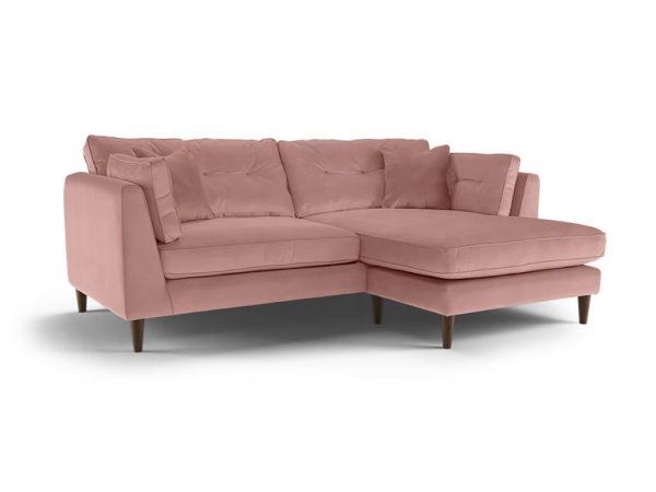 Cricket 4 Seater Chaise Sofa Blush Pink Velvet Right