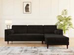 Hayes Interior 4 Seater Chaise Leather Black