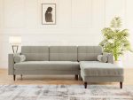 Hayes Interior 4 Seater Chaise Leather LT Grey