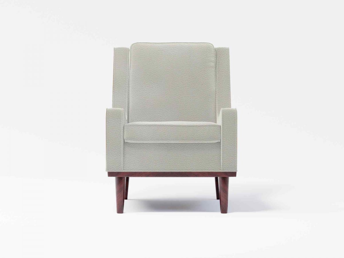 Hampton Armchair Front Leather Whie