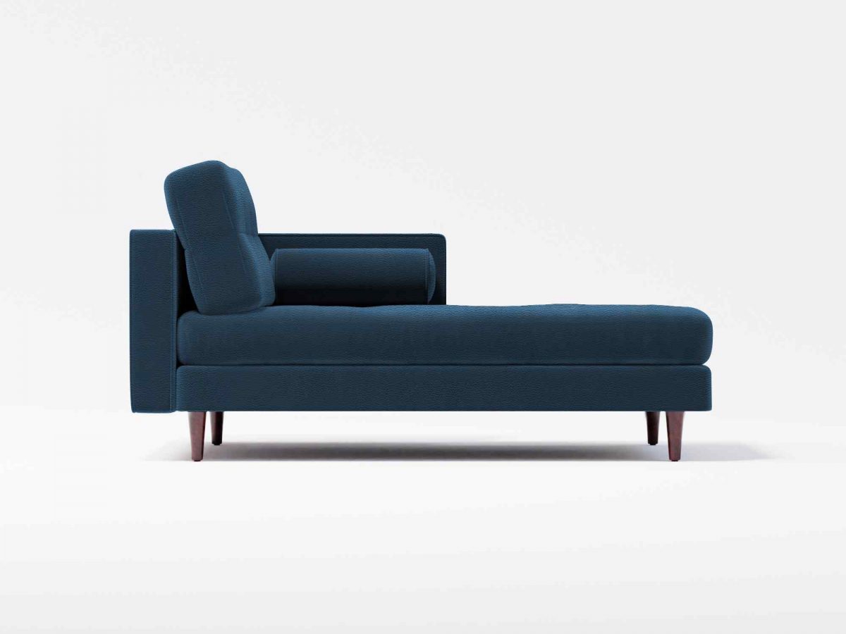 Hayes Chaise Front Leather Navy Blue