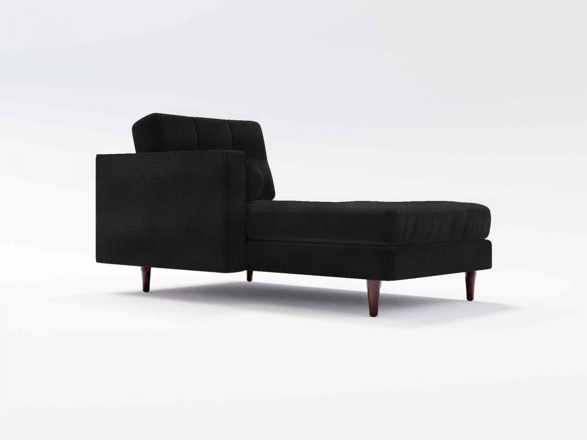 Hayes Chaise Side Angle Leather Black
