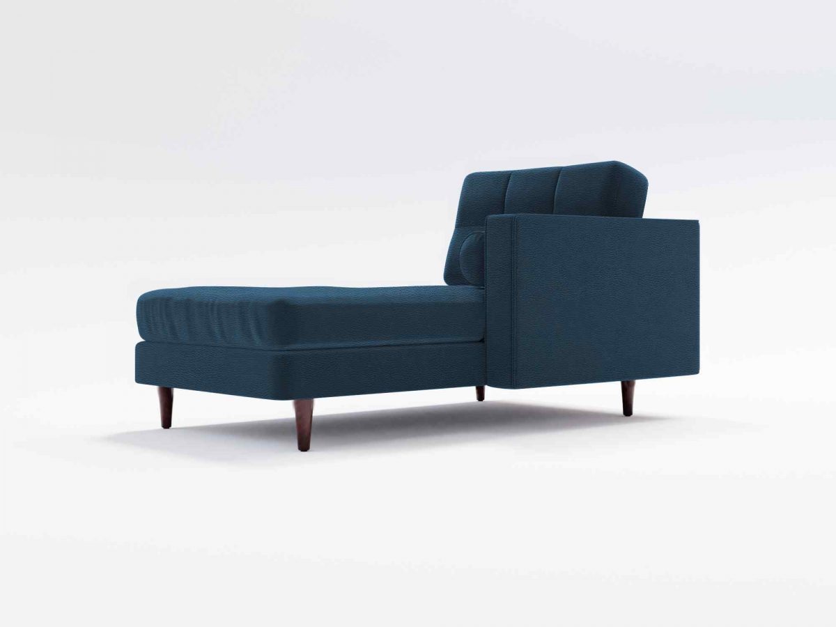Hayes Chaise Side Angle Leather Navy Blue