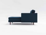 Hayes Chaise Side Leather Navy Blue