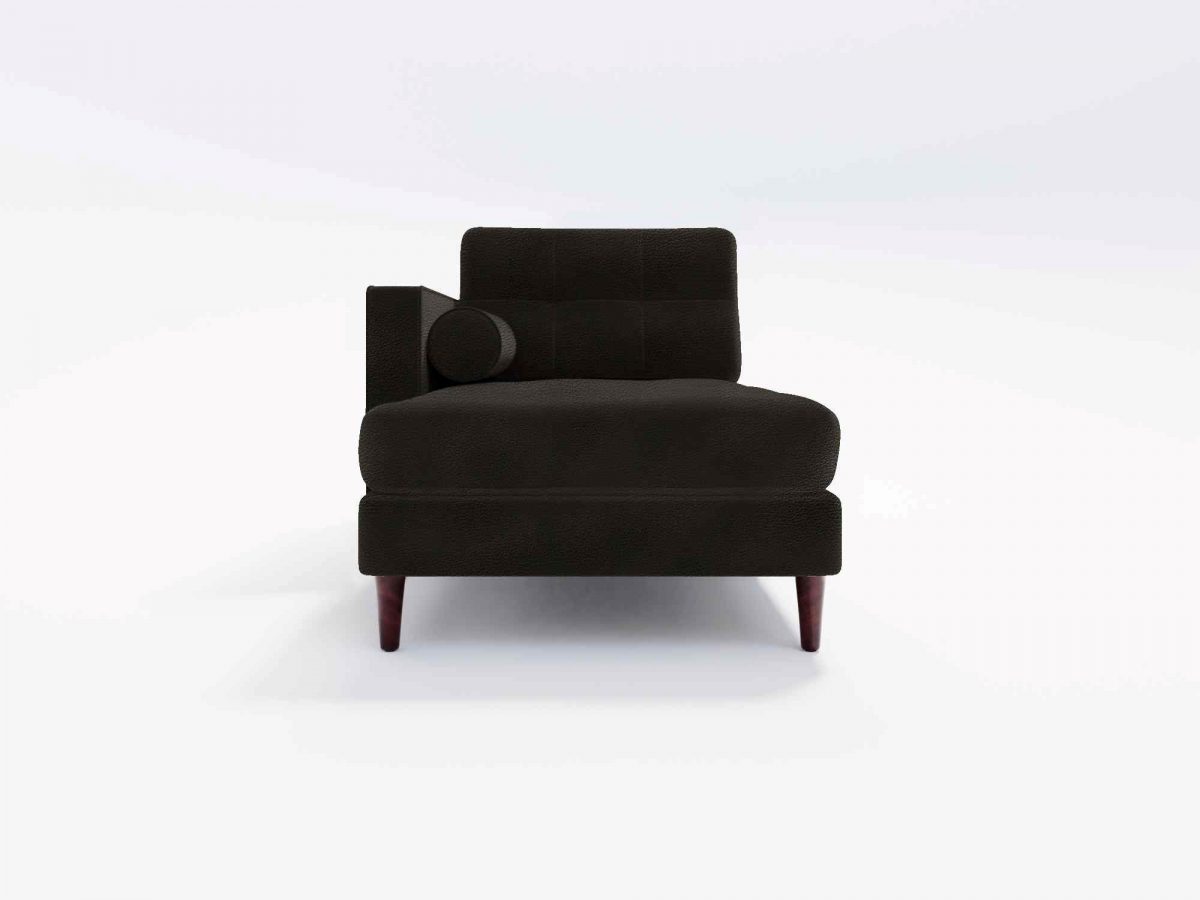 Hayes Chaise Strainght On Leather Black