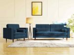 Hayes Interior 2 Seater+Single Sieater Leather Navy Blue
