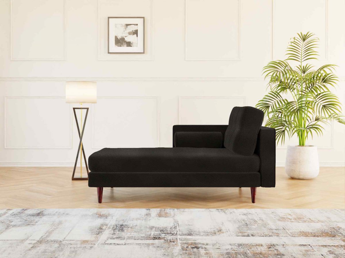 Hayes Interior Chaise Lounge Leather Black