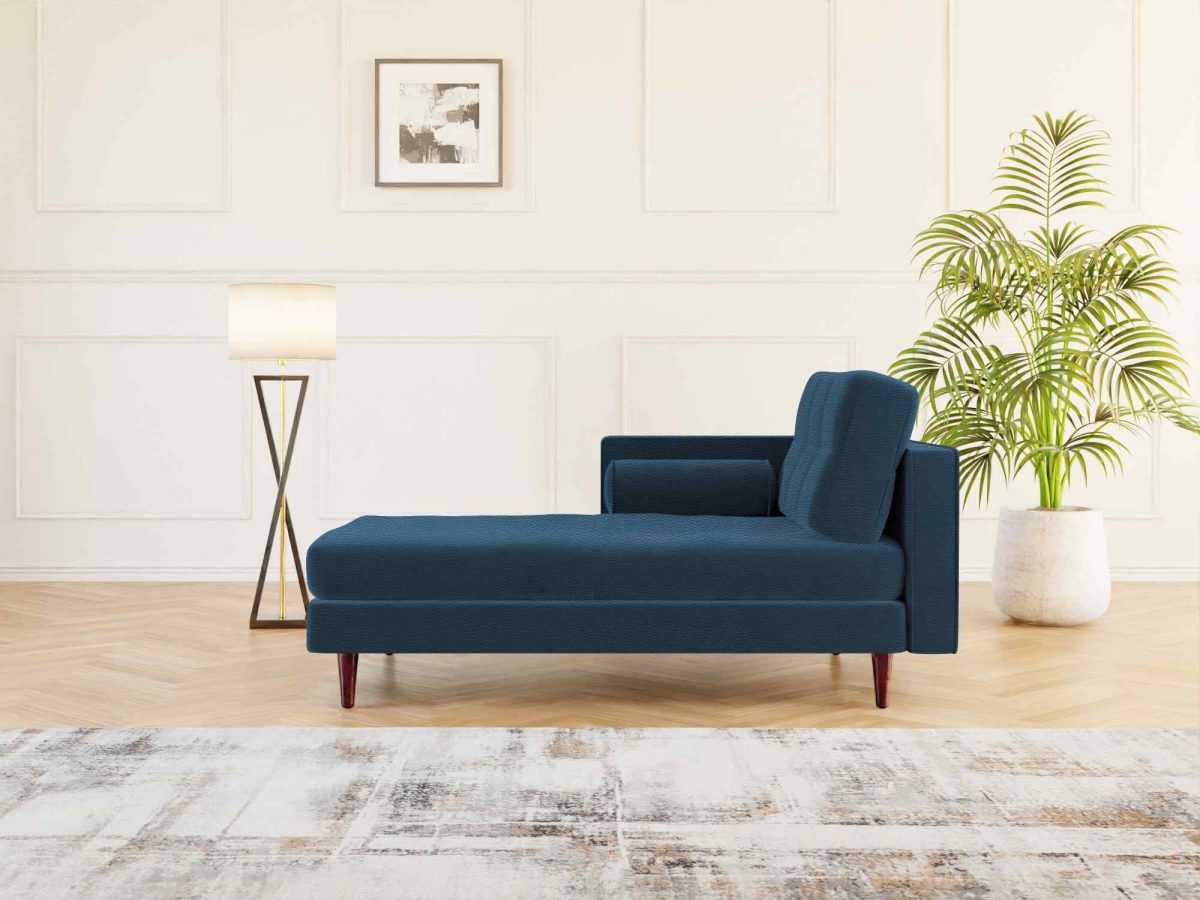 Hayes Interior Chaise Lounge Leather Navy Blue