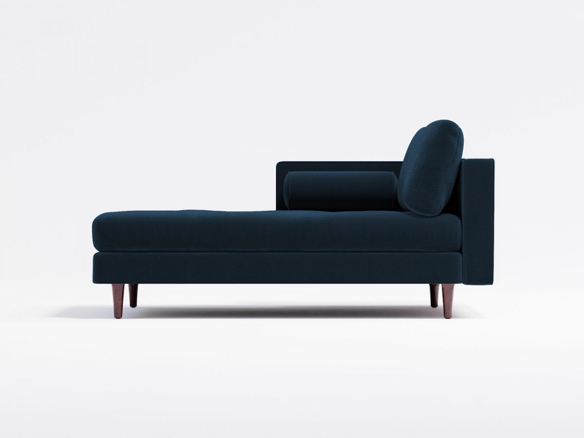 Jacob Chaise Lounge Left NF Lather Navy Blue