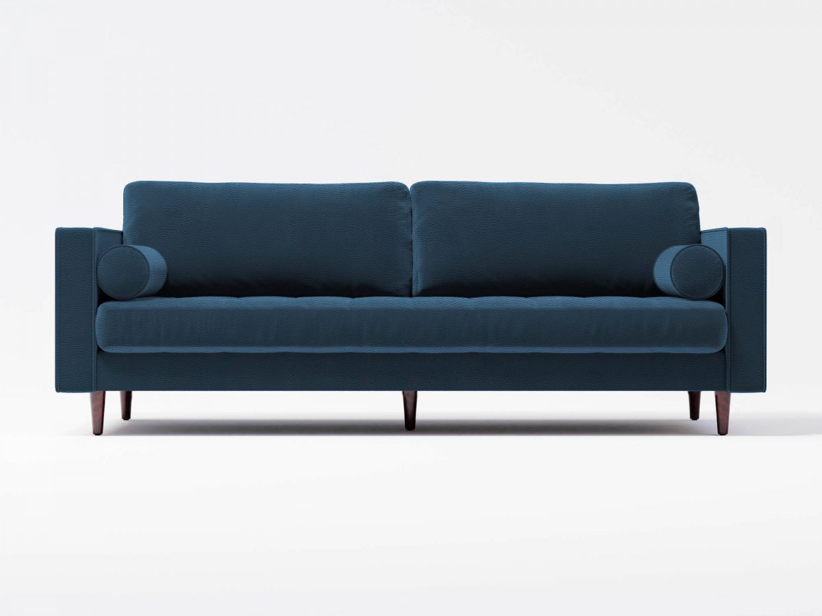 Scott 3 Seater Front Lather Navy Blue