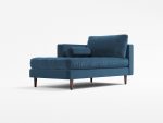 Scott Chaise Lounge Front Angle Lather Navy Blue