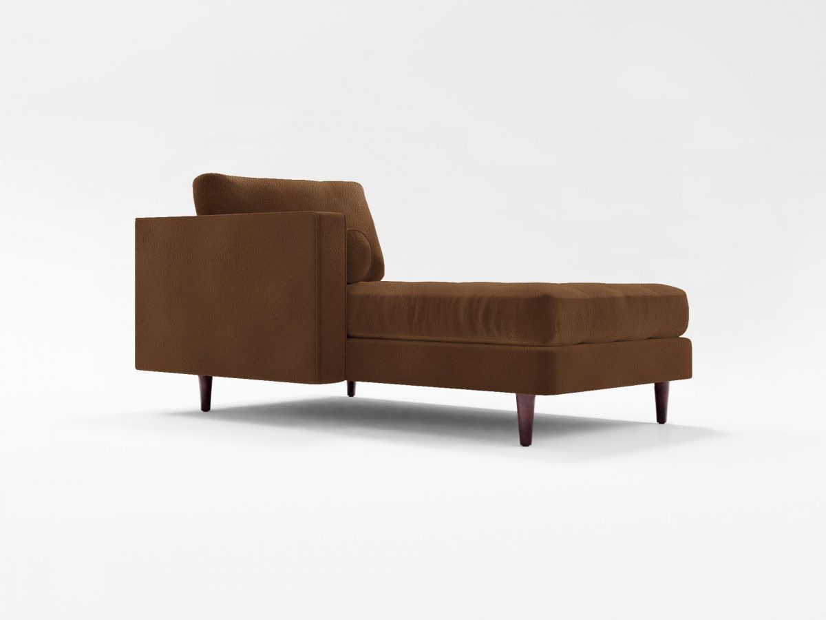 Scott Chaise Lounge Side Angle Lather Brown
