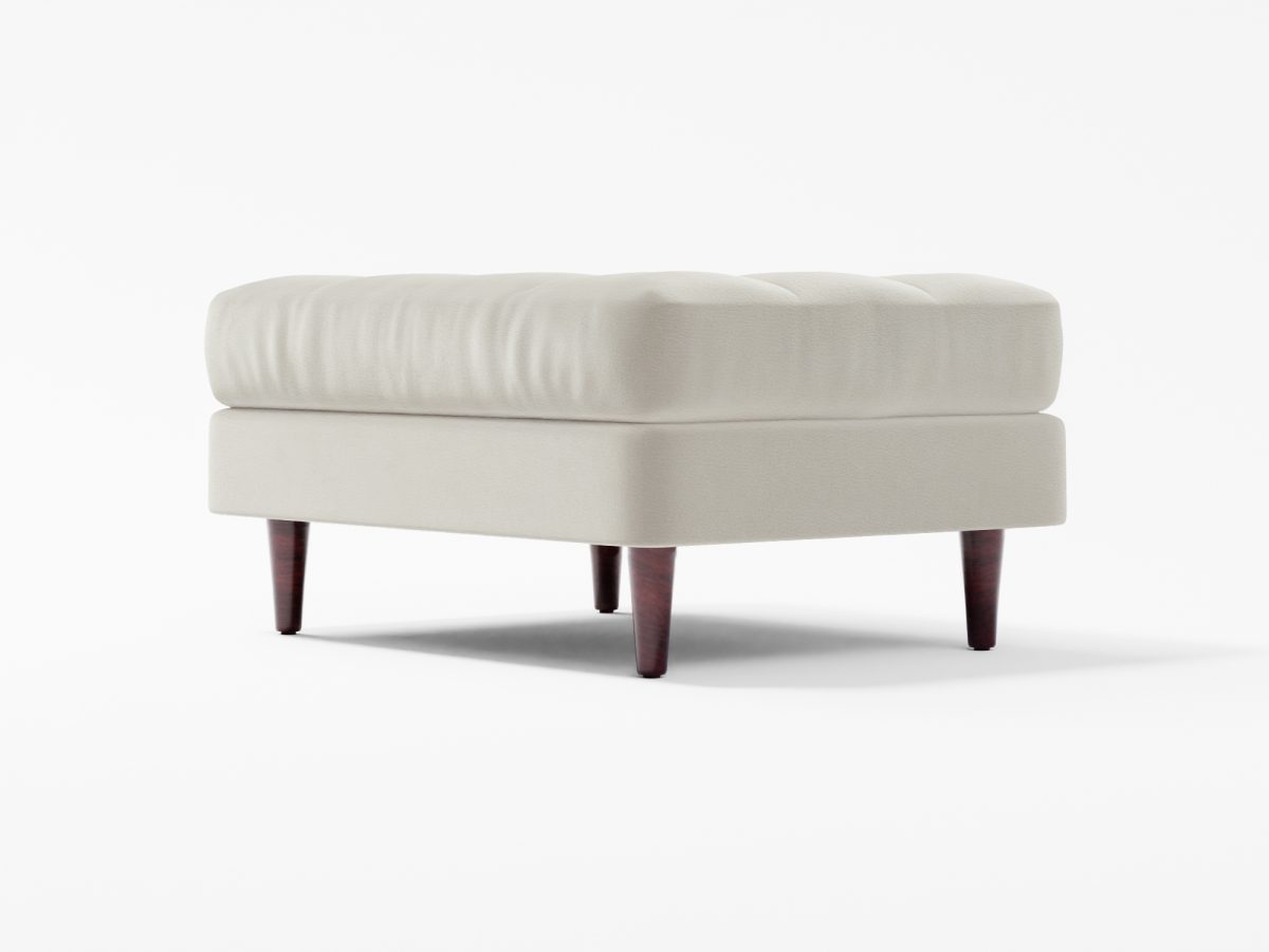 Scott Footstool Front Angle Lather White